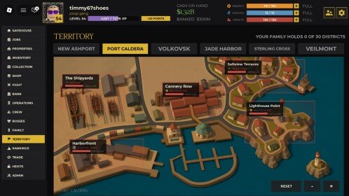 Idle Mafia Game early territory walkthrough at Port Caldera